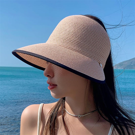 Women's Sun Protection Straw Visor Hat
