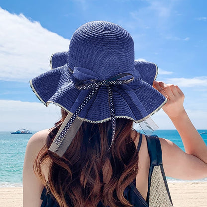 Women's Large Brim Straw Hat for Sun Protection