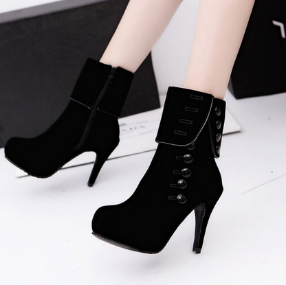 Women's Martin Boots with Side Zip and High Heel