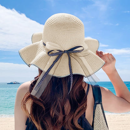 Women's Large Brim Straw Hat for Sun Protection