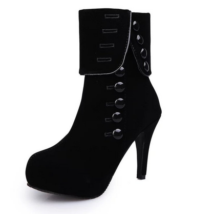 Women's Martin Boots with Side Zip and High Heel