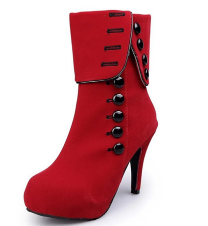 Women's Martin Boots with Side Zip and High Heel