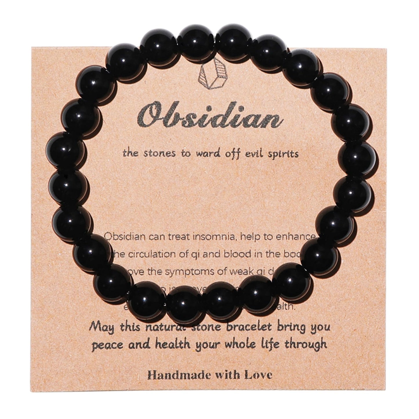 COLORFUL BLING Natural Crystal Stone Bracelet Stress Relief Anxiety Yoga Bracelet Handmade Healing Beads Bracelet Birthday Love Gifts for Women Men-Obsidian