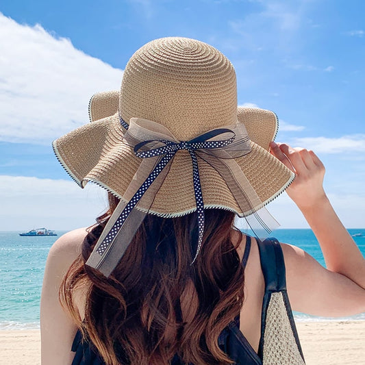 Women's Large Brim Straw Hat for Sun Protection