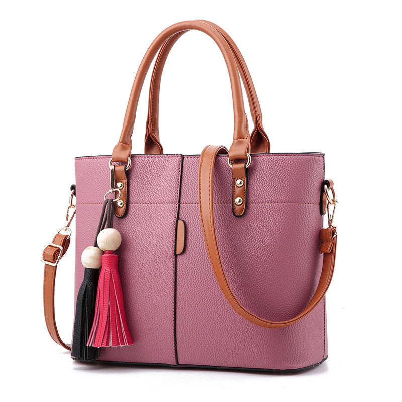 Stylish Large Capacity Litchi Pattern Handbag