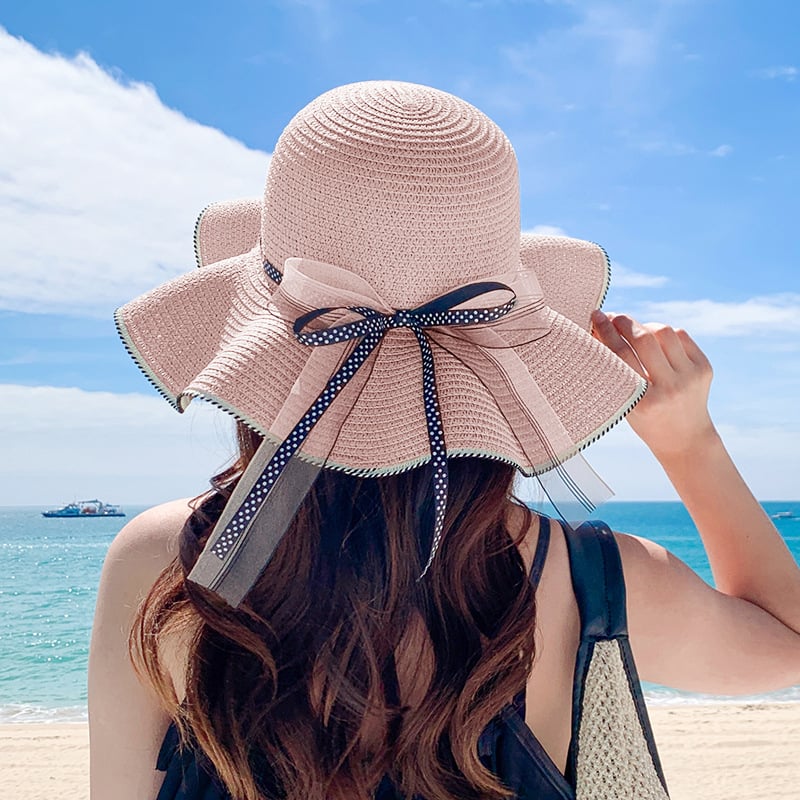 Women's Large Brim Straw Hat for Sun Protection