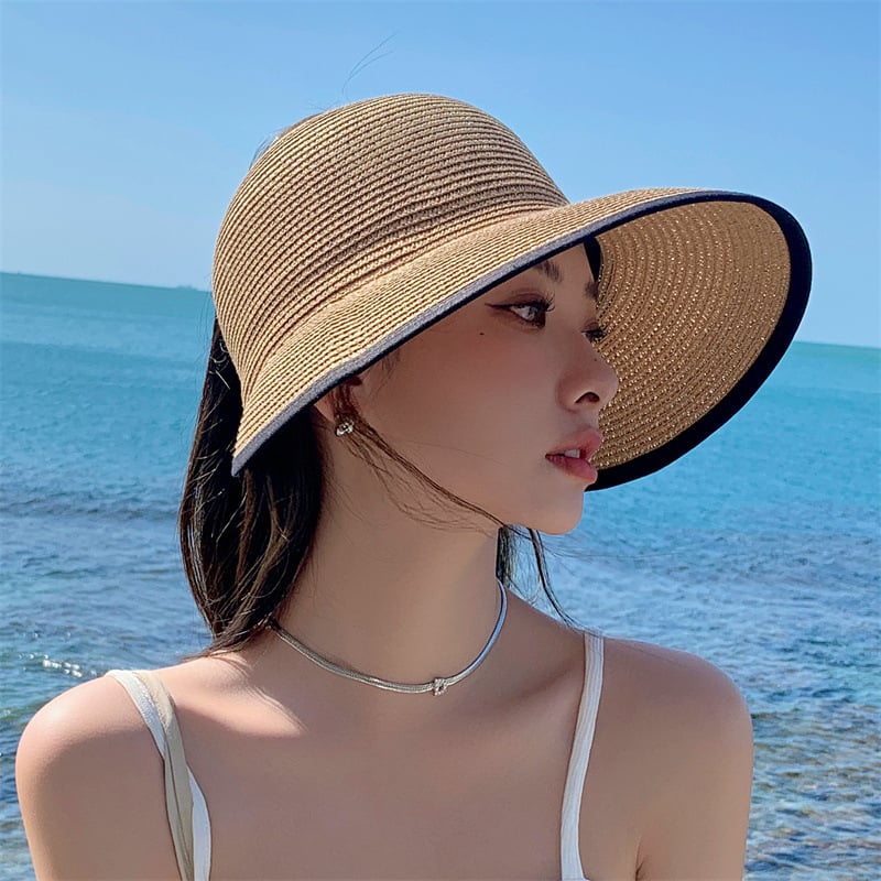Women's Sun Protection Straw Visor Hat